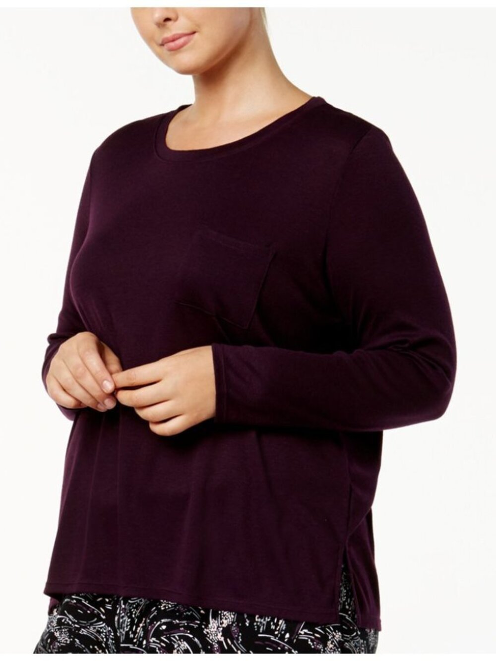 Alfani Womens Sleepwear Plus Size Scoop Neck Pajama Top Only,1-Piece